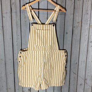 Forever 21 + yellow & white stripes overalls